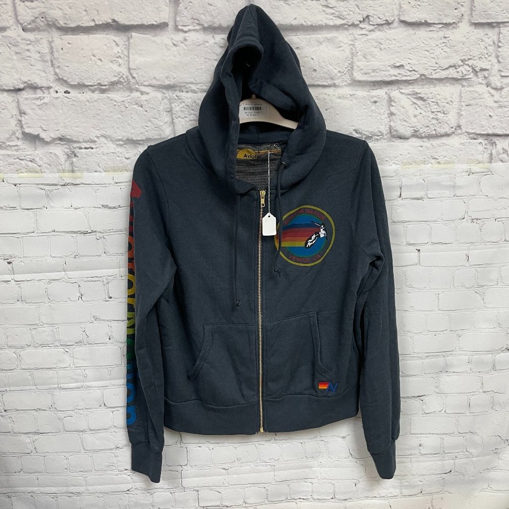 NWT Aviator Nation Logo Hoodie in Charcoal Grey